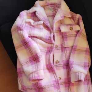 Pink Plaid Sherpa Jacket - Women's Cozy Button-Up